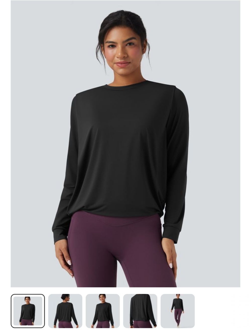 HALARA Black Long Sleeve Crewneck Top